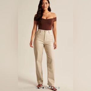 Abercrombie & Fitch Vegan Leather Curve Love Straight Pants